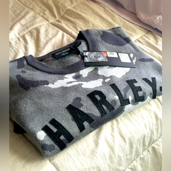 NEW HARLEY DAVIDSON 96310-23VM Men's XL SWEATER GREY CAMO - Picture 7 of 8